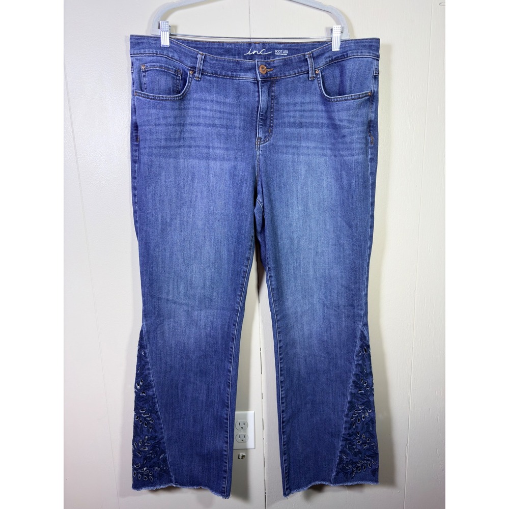 INC International Concepts Tummy Control Bootcut Jeans Eyelet Hem 20W Western